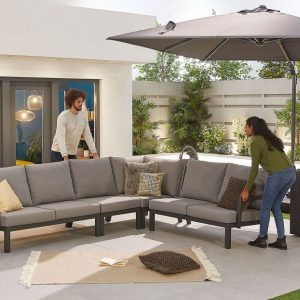 Nova – Vogue Corner Dining Set with Firepit Table – Grey